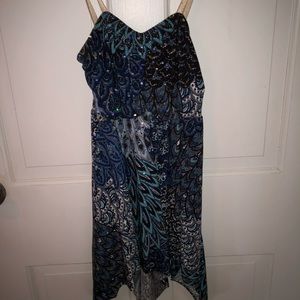 Creations By Cicci Blue Brown Feather Dance Dress